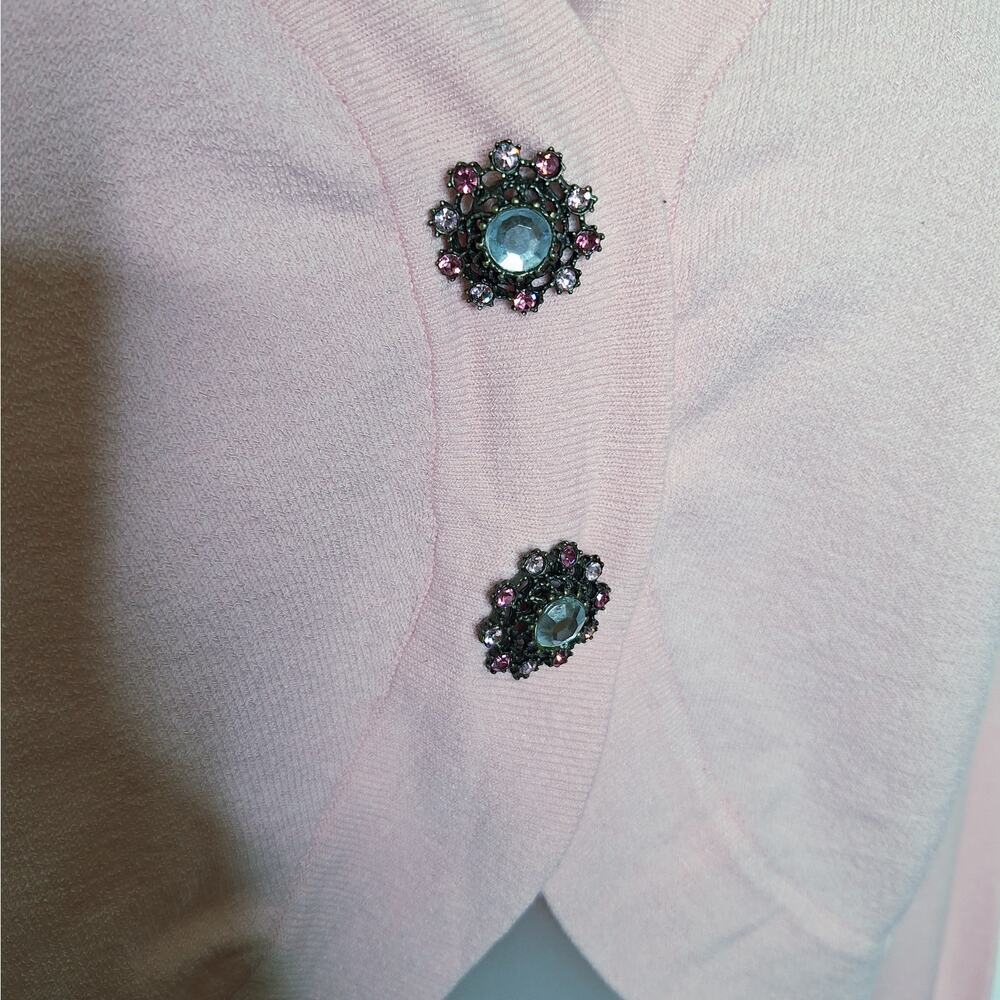 Vintage Y2K Cropped Cardigan Emma James XL Jewel Rhinestone Fairy Kei Coquette - Picture 10 of 12